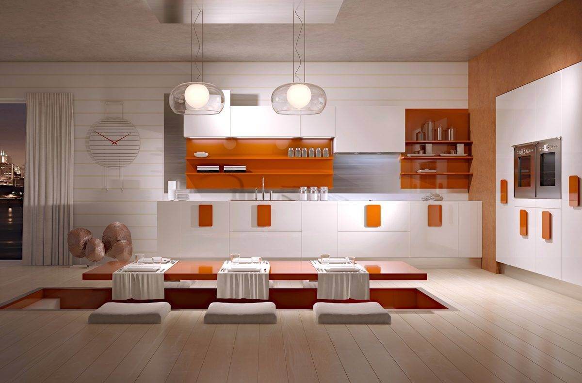 retro kitchen with geometric accents